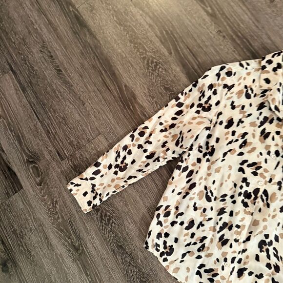 Rails Rebel Natural Abstract Animal Spotted 100% Silk Blouse - Picture 2 of 9